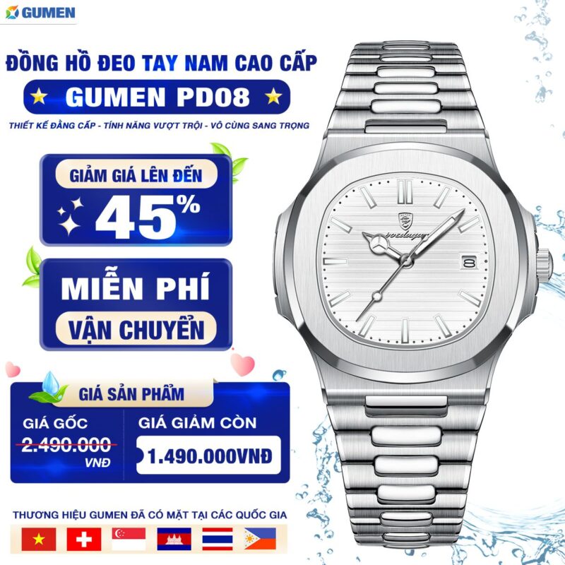 Đồng Hồ Đeo Tay Nam Gumen PD08 28 Đồng Hồ Đeo tay Nam Gumen Pd08 Đẳng cấp Thời Thượng Chính Hãng Sản Xuất Tại Thụy Sĩ Bảo Hành 5 Năm Hơn + 20.000 Lượt Mua hàng